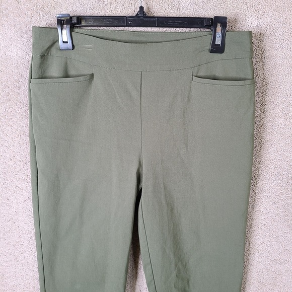 Chicos Pants Womens 0.5 (US 6R) Olive Green Ponte Ankle Pull On Stretch - Picture 2 of 11